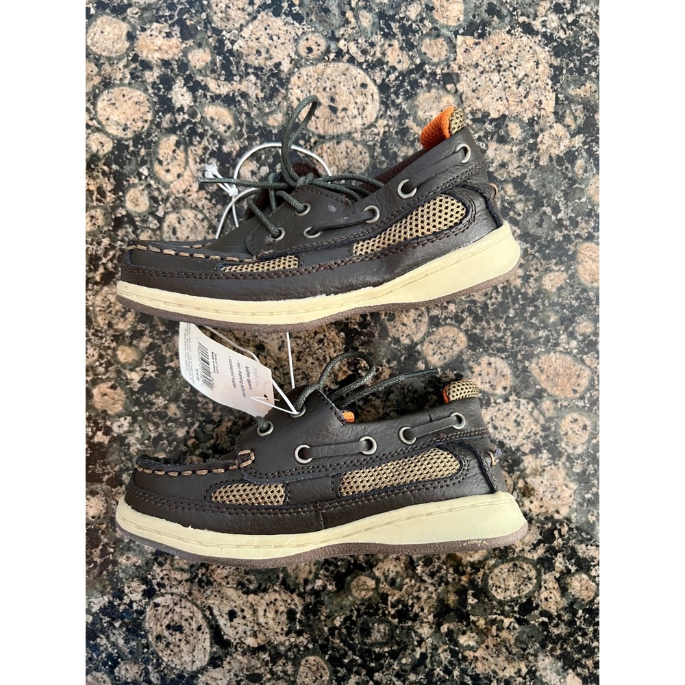Cherokee Delmar Toddler Boys Boat Shoes Brown Leather Mesh Size 9 NWT